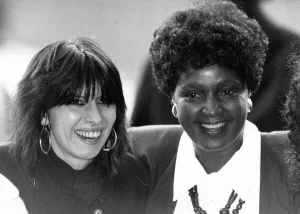 Chrissie Hynde singer with The Pretenders pop group 1990 with Winnie Mandela at Chrissie Hynde singer with The Pretenders pop group 1990 with Winnie Mandela at