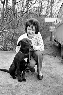 Christine Smith with dog. March 1975 75-01222 Christine Smith with dog. March 1975 75-01222