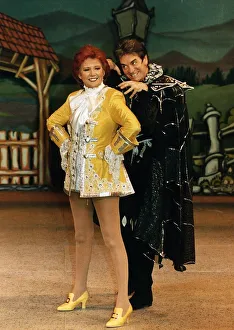 Cilla Black in costume on stage with Patrick (Demon Black Spider Cilla Black in costume on stage with Patrick (Demon Black Spider