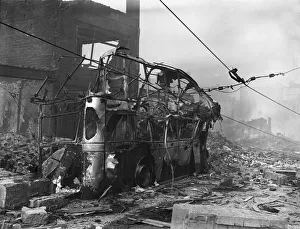 One of the city of Coventry's trams destoryed during the air raid of the 14th One of the city of Coventry's trams destoryed during the air raid of the 14th