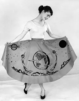 Clothing Fashion 1957: Sputnik skirt. November 1957 P021526 Clothing Fashion 1957: Sputnik skirt. November 1957 P021526