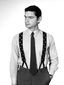 Clothing: Fashion: Menswear: Man wearing braces. 1966 B2029-003 Clothing: Fashion: Menswear: Man wearing braces. 1966 B2029-003