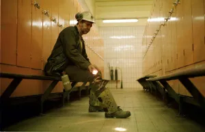 A coal miner at Ellington Colliery in Northumberland sitting in the locker room after his A coal miner at Ellington Colliery in Northumberland sitting in the locker room after his