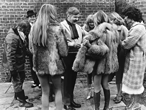 Comedian Benny Hill with girls during filming 1978 Comedian Benny Hill with girls during filming 1978