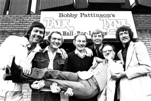 Comedian Bobby Pattinson is given a bumpy ride by the Dallas Boys, back in June, 1977 Comedian Bobby Pattinson is given a bumpy ride by the Dallas Boys, back in June, 1977