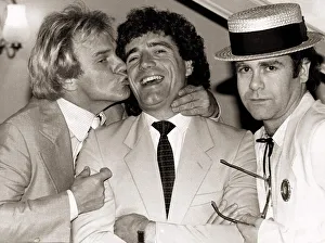 Comedian Freddie Starr kisses England striker Kevin Keegan as Pop star Elton John looks Comedian Freddie Starr kisses England striker Kevin Keegan as Pop star Elton John looks