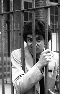 Comedian Rowan Atkinson behind bars April 1980 Comedian Rowan Atkinson behind bars April 1980