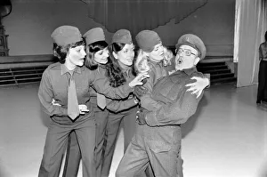 Comedy actor Arthur Lowe of Dads Army surrounded by girls Comedy actor Arthur Lowe of Dads Army surrounded by girls