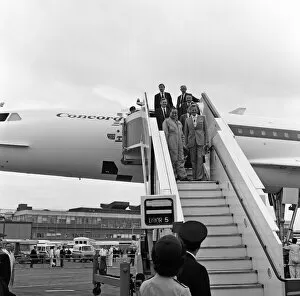 Images Dated 1st July 1972: Concorde returns to Heathrow after world sales tour. Pictured, front left to right