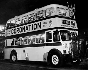 This is a Coronation bus own under auspics of Salford City Transport on its first day This is a Coronation bus own under auspics of Salford City Transport on its first day