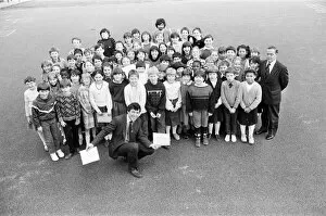 Images Dated 15th January 1986: County Councillor John Harman presents West Yorkshire cycling proficiency awards to 68