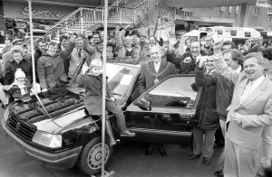 Coventry car workers took to the city centre to help the launch of the new Peugeot Talbot Coventry car workers took to the city centre to help the launch of the new Peugeot Talbot