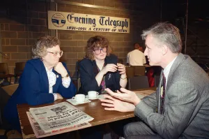 Coventry Evening Telegraph editor Neil Benson chats with Beryl Baker Coventry Evening Telegraph editor Neil Benson chats with Beryl Baker