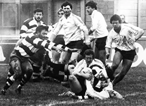 Coventry v Bath 23 November 1981. Bath show the excellence of their back row defence when Coventry v Bath 23 November 1981. Bath show the excellence of their back row defence when