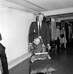 Cricketer Tony Greig and family seen here arriving at Heathrow Airport April 1975 Cricketer Tony Greig and family seen here arriving at Heathrow Airport April 1975