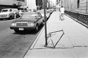 Crime New York, USA, everything possible removed from a bike, only the frame remains Crime New York, USA, everything possible removed from a bike, only the frame remains