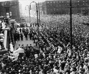 The crowd massed in Hamilton Square Birkenhead at the Memorial Service for the Thetis The crowd massed in Hamilton Square Birkenhead at the Memorial Service for the Thetis