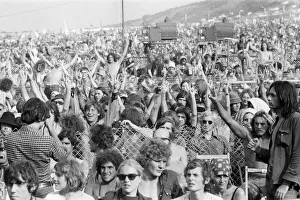 Crowds at the Isle of Wight pop festival. 30th August 1970 Crowds at the Isle of Wight pop festival. 30th August 1970