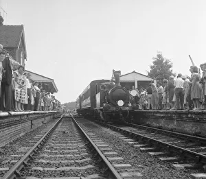 Crowds on the platform at Horsted Keynes station await the arrival of the London Crowds on the platform at Horsted Keynes station await the arrival of the London