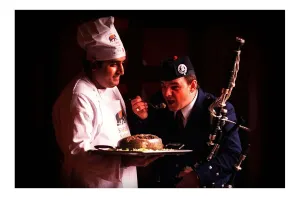 Curried Haggis dish September 1998 Piper Stephen Young tries new curry dish of Curried Haggis dish September 1998 Piper Stephen Young tries new curry dish of