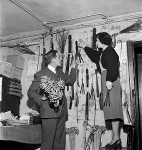 Cyclist at Booth Hall in Evesham. October 1952 C5265 Cyclist at Booth Hall in Evesham. October 1952 C5265