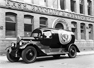 A Daimler TL30 Bass and Pale Ale bottle shaped lorry seen here outside the Bass Ratcliffe A Daimler TL30 Bass and Pale Ale bottle shaped lorry seen here outside the Bass Ratcliffe