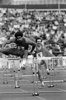 Images Dated 27th August 1979: Daley Thompson competes in the 110 meter hurdles at Crystal Palace