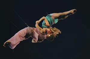 Dancers rehearsing the aerial ballet at the Millennium Dome Dancers rehearsing the aerial ballet at the Millennium Dome