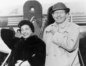 Danny Kaye Actor with wife Sylvia in 1959 at Heathrow airport Dbase MSI Danny Kaye Actor with wife Sylvia in 1959 at Heathrow airport Dbase MSI