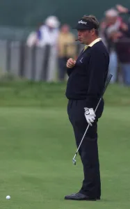 Darren Clarke displays his athletic figure on his practice round at the 128th Golf Open Darren Clarke displays his athletic figure on his practice round at the 128th Golf Open