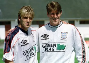 David Beckham and Darrent Anderton June 1998 during training session for David Beckham and Darrent Anderton June 1998 during training session for