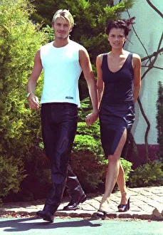 David Beckham Victoria Adams Posh Spice holding hands 1999 outside their home two days David Beckham Victoria Adams Posh Spice holding hands 1999 outside their home two days