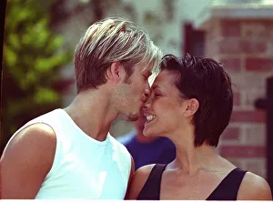 David Beckham and Victoria Adams Posh Spice kissing 1999 outside their home two days David Beckham and Victoria Adams Posh Spice kissing 1999 outside their home two days