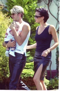 David Beckham and Victoria ('Posh Spice') with baby Brooklyn outside their home David Beckham and Victoria ('Posh Spice') with baby Brooklyn outside their home