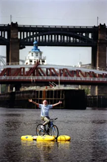 David Bellamy tries out the shuttle bike to cross the River Tyne in Newcastle on 11th May David Bellamy tries out the shuttle bike to cross the River Tyne in Newcastle on 11th May