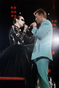 David Bowie and Annie Lennox perform Under Pressure the famous Bowie Queen song at David Bowie and Annie Lennox perform Under Pressure the famous Bowie Queen song at