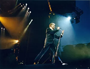 Images Dated 7th August 1990: David Bowie performs at Maine Road, Manchester City Football Club Stadium, Manchester