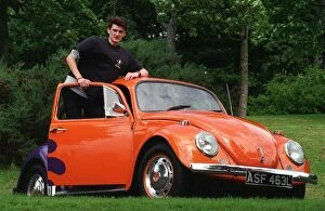 Images Dated 7th August 1998: David Campbell and his Volkswagen Beetle August 1998