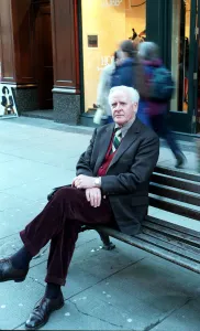 David Cornwall Author March 1999 Sitting on bench in Buchanan Street Glasgow Legs David Cornwall Author March 1999 Sitting on bench in Buchanan Street Glasgow Legs