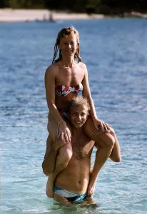 David Gower the former English Cricket player of Hampshire CCC carries his girlfriend David Gower the former English Cricket player of Hampshire CCC carries his girlfriend