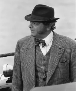 David Jason as Pop Larkin films the Darling Buds of May on the landing stage at David Jason as Pop Larkin films the Darling Buds of May on the landing stage at