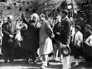 David Lloyd George and Prince Edward of Wales in the grounds of Caernarfon Castle with David Lloyd George and Prince Edward of Wales in the grounds of Caernarfon Castle with