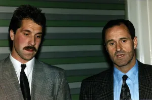 David Seaman England And Arsenal Goalkeeper With His Manager George Graham Football Dbase David Seaman England And Arsenal Goalkeeper With His Manager George Graham Football Dbase