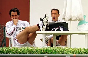 David Seaman and Gareth Southgate June 1998 relax after England training session in David Seaman and Gareth Southgate June 1998 relax after England training session in