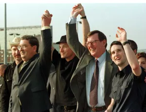 David Trimble John Hume and singer Bono May 1998 and Tim Wheeler David Trimble John Hume and singer Bono May 1998 and Tim Wheeler