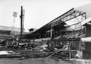 DEmolition of the old Waterloo Stand at Molineux, Wolverhampton wanderers football ground DEmolition of the old Waterloo Stand at Molineux, Wolverhampton wanderers football ground