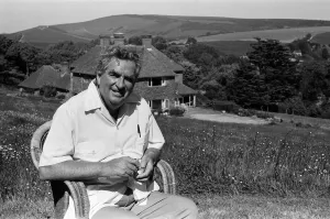 Denis Healey in the garden at his home in Sussex. 30th May 1985 Denis Healey in the garden at his home in Sussex. 30th May 1985