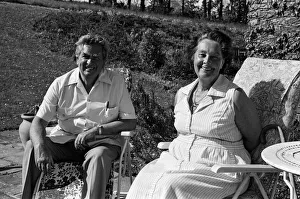 Denis Healey in the garden at his home in Sussex with his wife Edna. 30th May 1985 Denis Healey in the garden at his home in Sussex with his wife Edna. 30th May 1985
