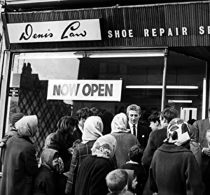 Denis Law of Manchester United opens his shoe repair shop in Moston lane, Blackley Denis Law of Manchester United opens his shoe repair shop in Moston lane, Blackley