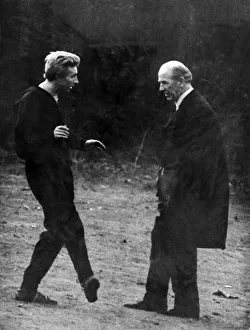 Denis Law of Manchester United talking through the details of an injury with manager Sir Denis Law of Manchester United talking through the details of an injury with manager Sir